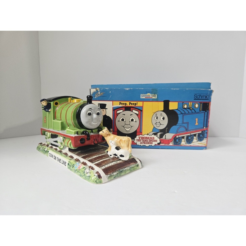 Schmid Thomas train tank engine music box Cow on the Line Percy
